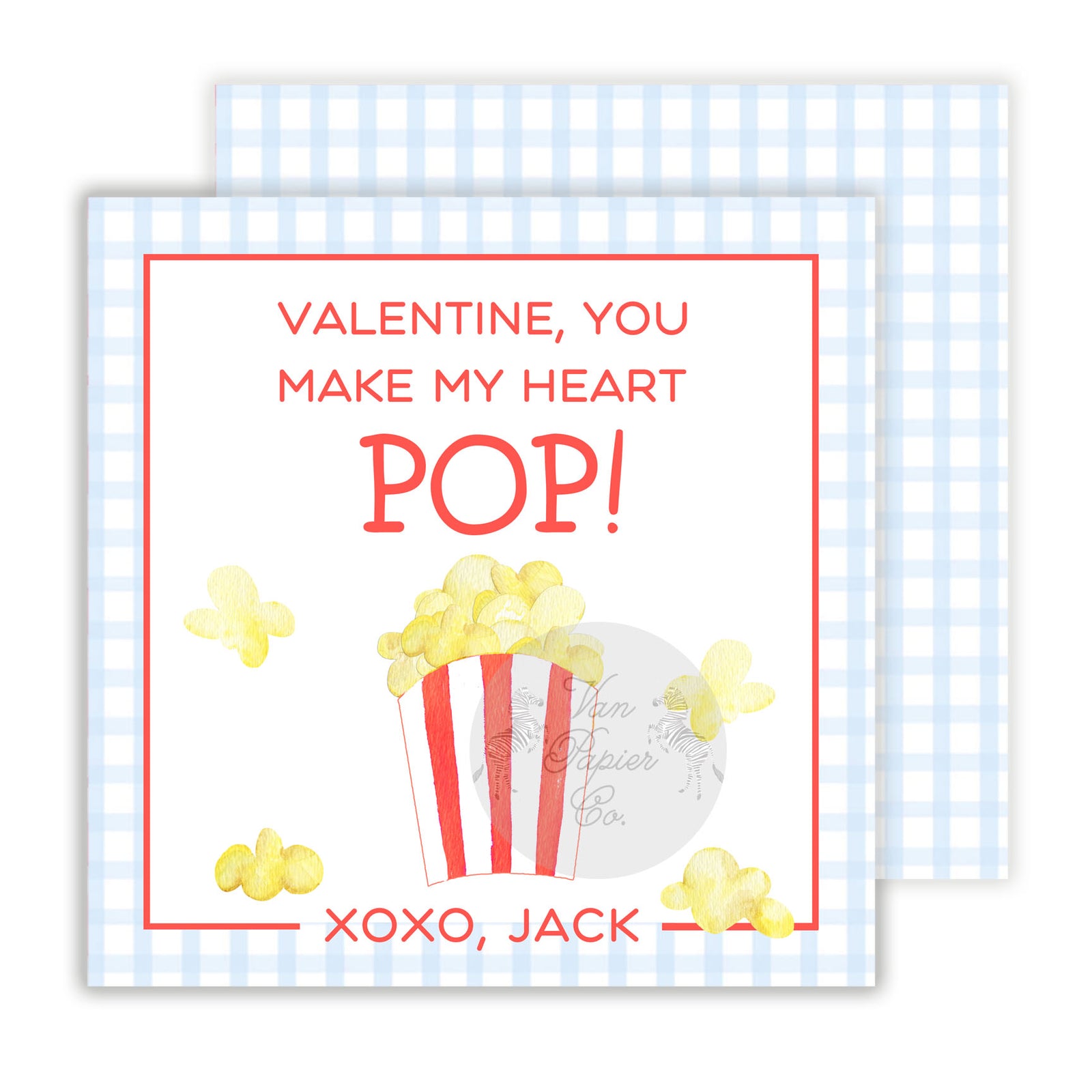 Popcorn Heart Pop Valentine Tags