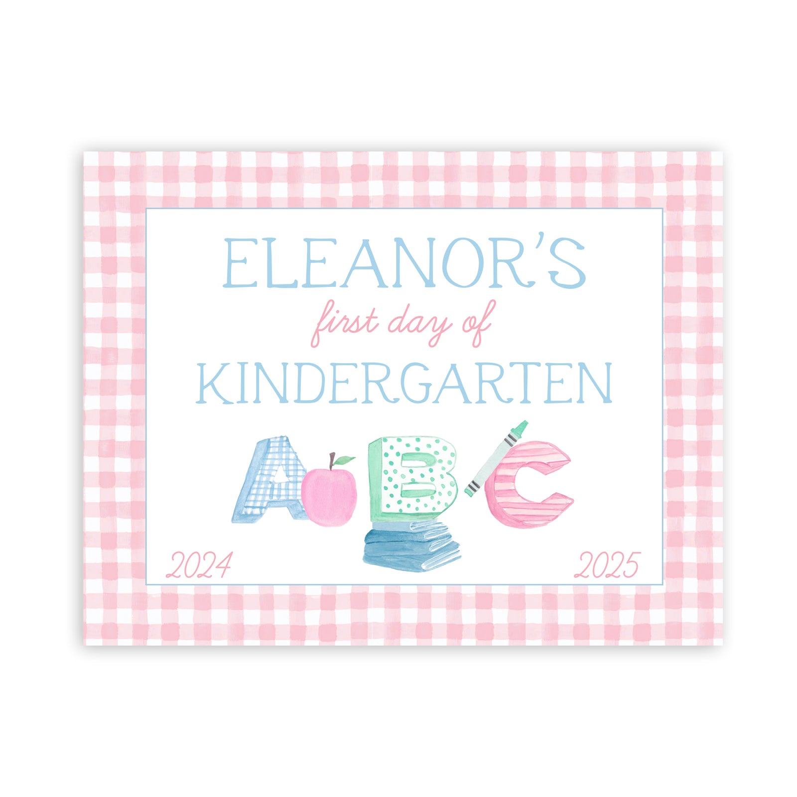 First and Last Day of School Sign in Pink Gingham