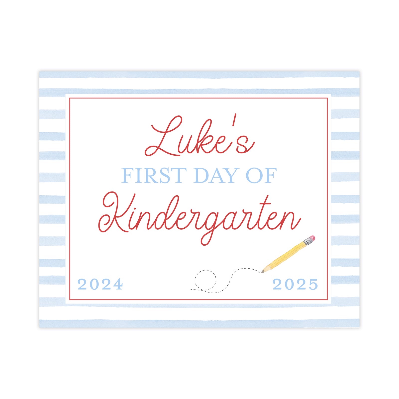 First and Last Day of School Sign in Watercolor Stripe