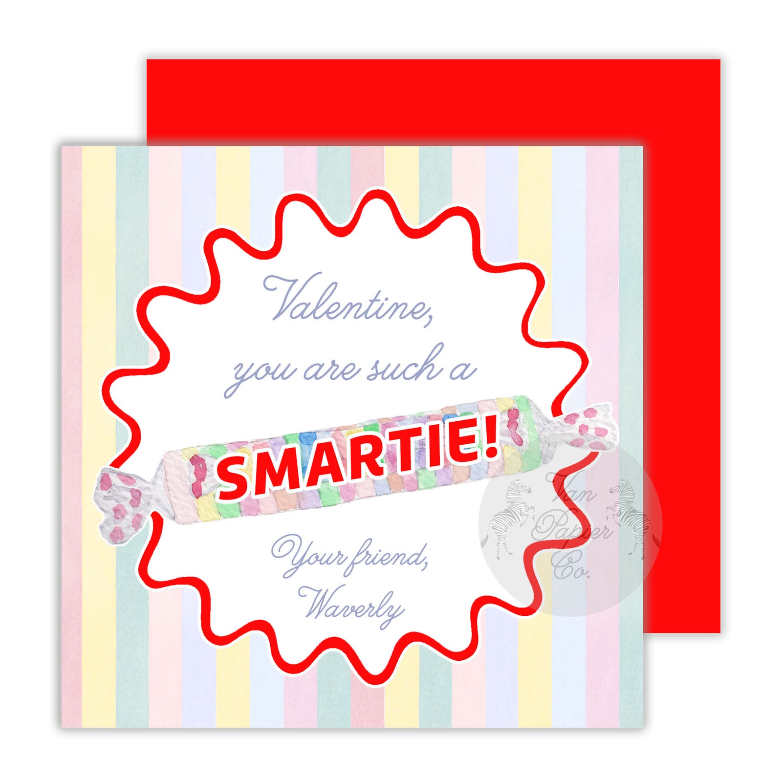 Watercolor Smartie Valentine