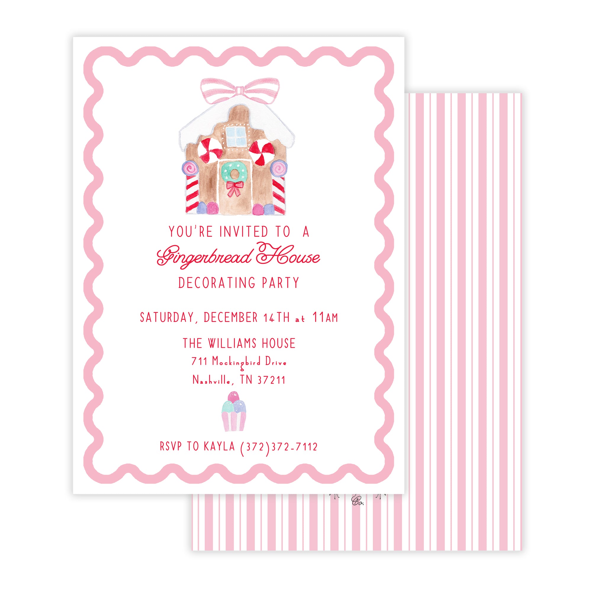 Watercolor Gingerbread House Decorating Invitation