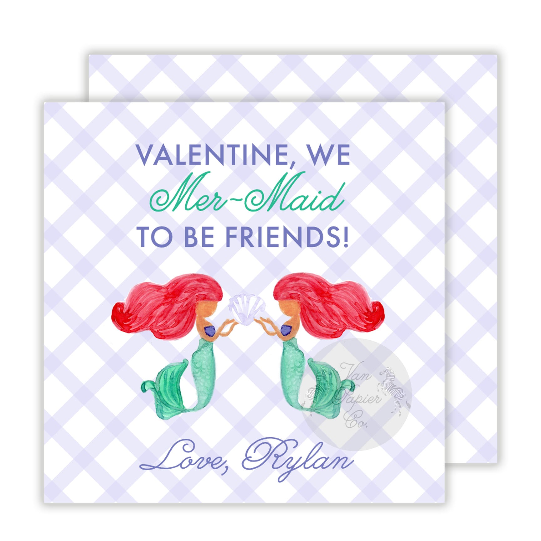 Watercolor Mermaid Valentine Tags