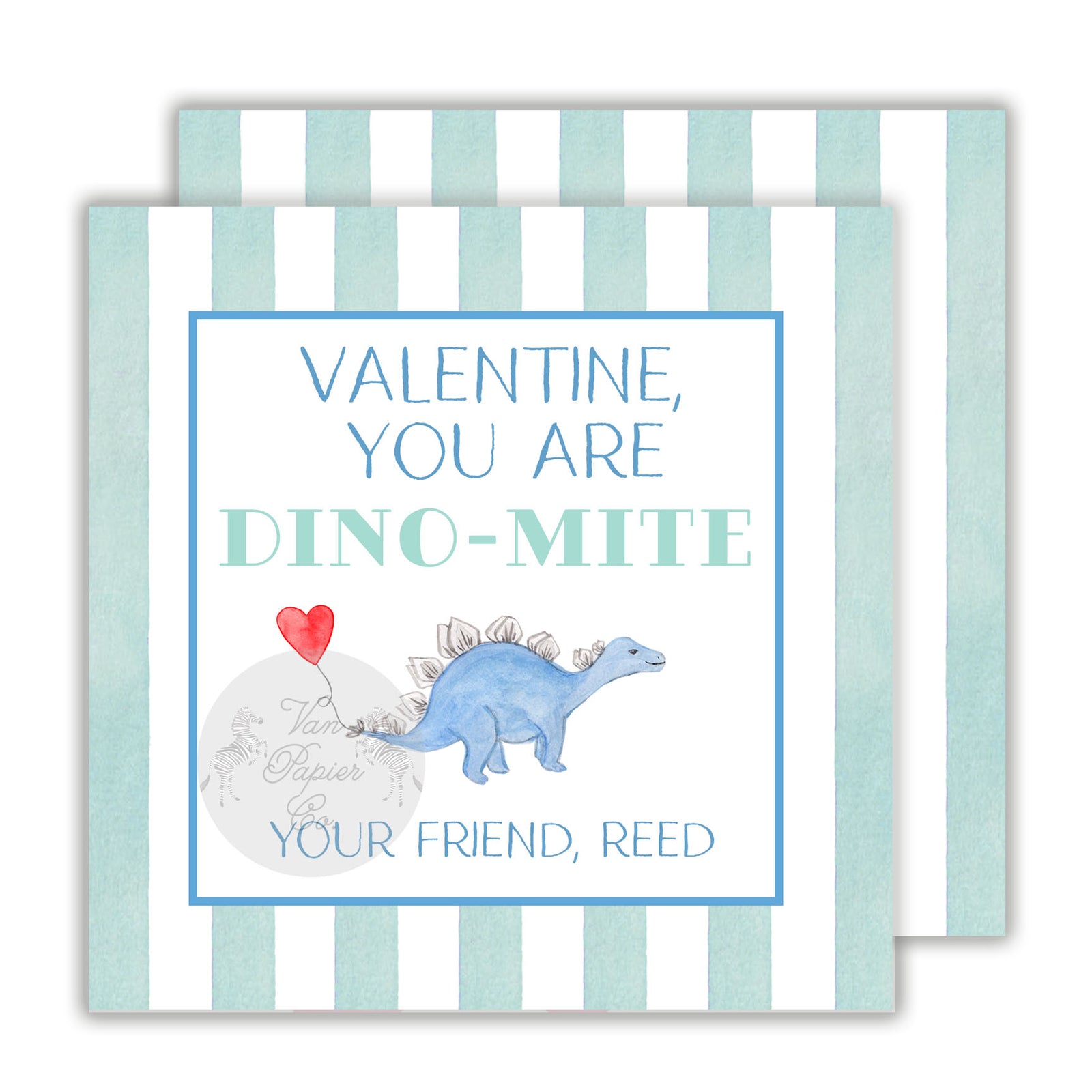 Striped Dino-Mite Valentine Tags