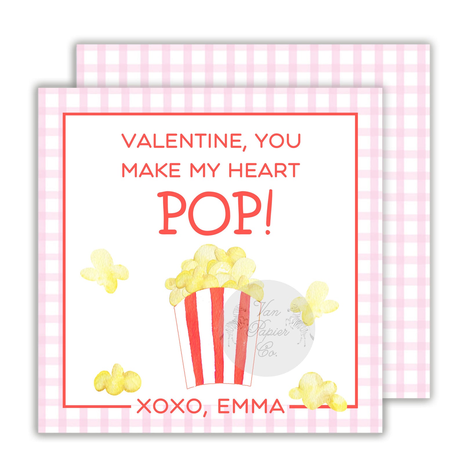 Popcorn Heart Pop Valentine Tags