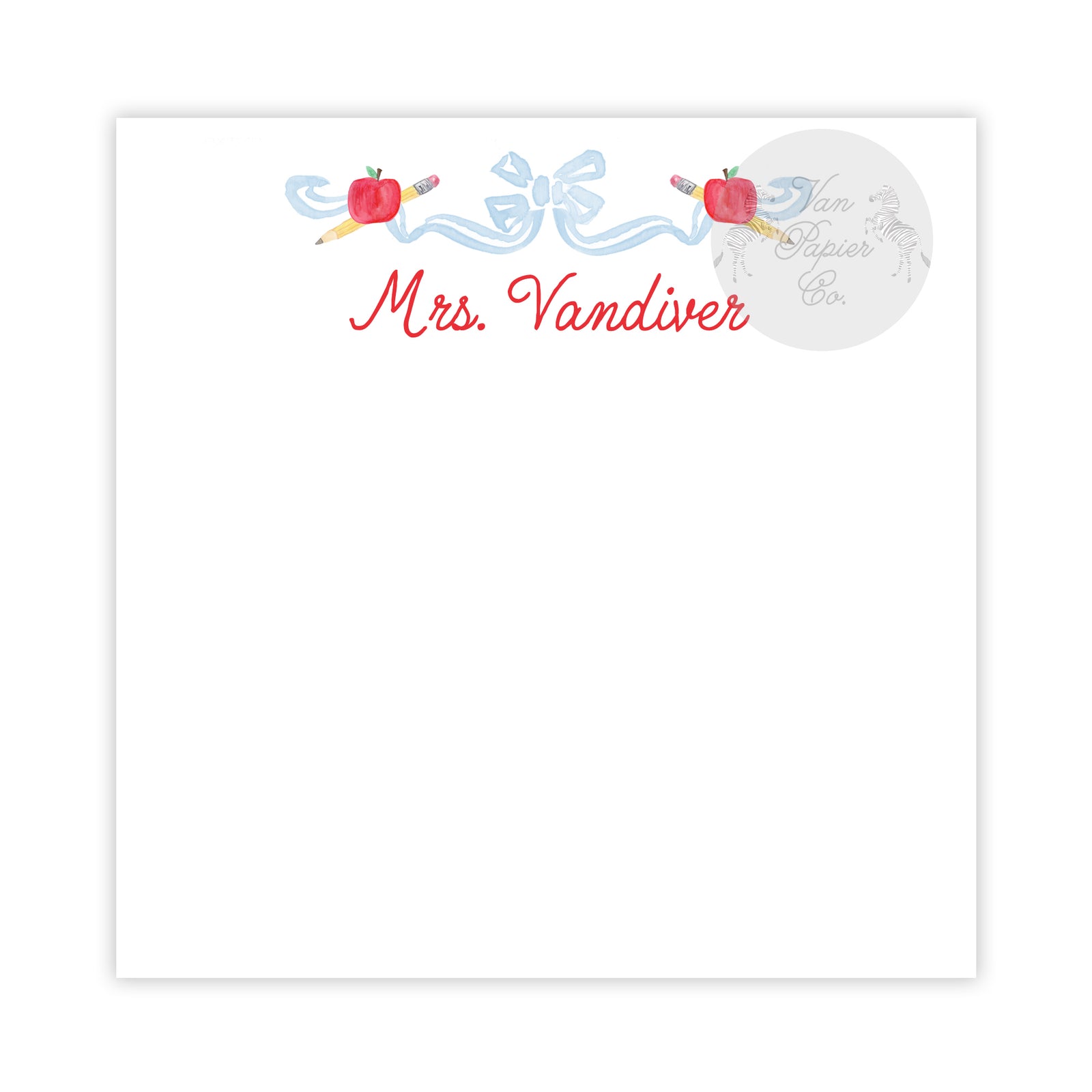 Apples & Bow Teacher Notepad