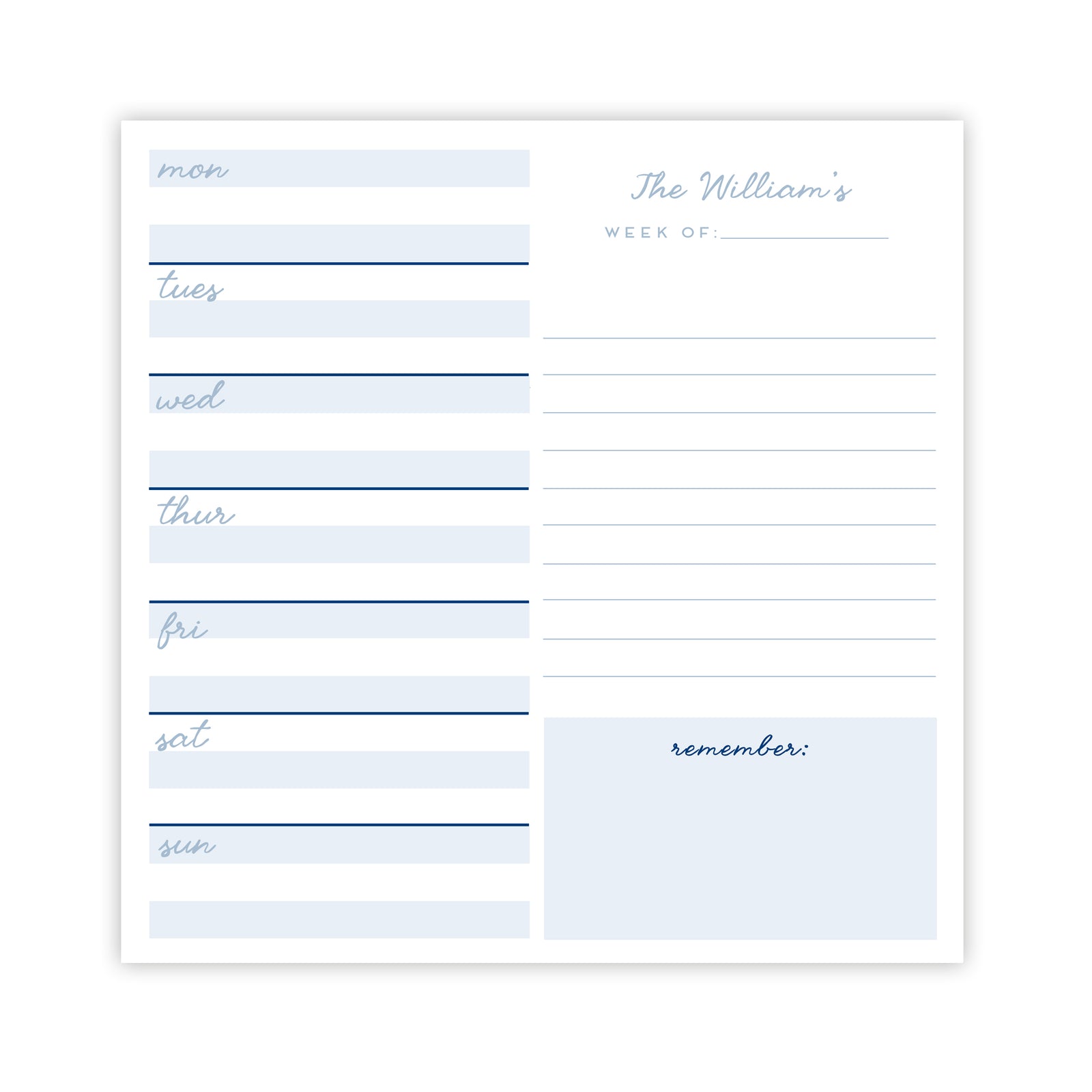 Weekly Meal Planning Notepad