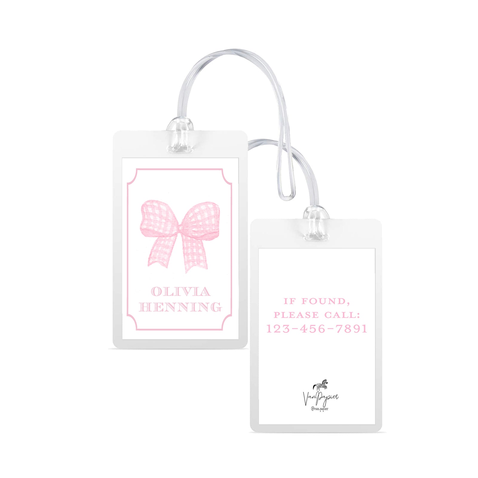 Pink Bow Bag Tag