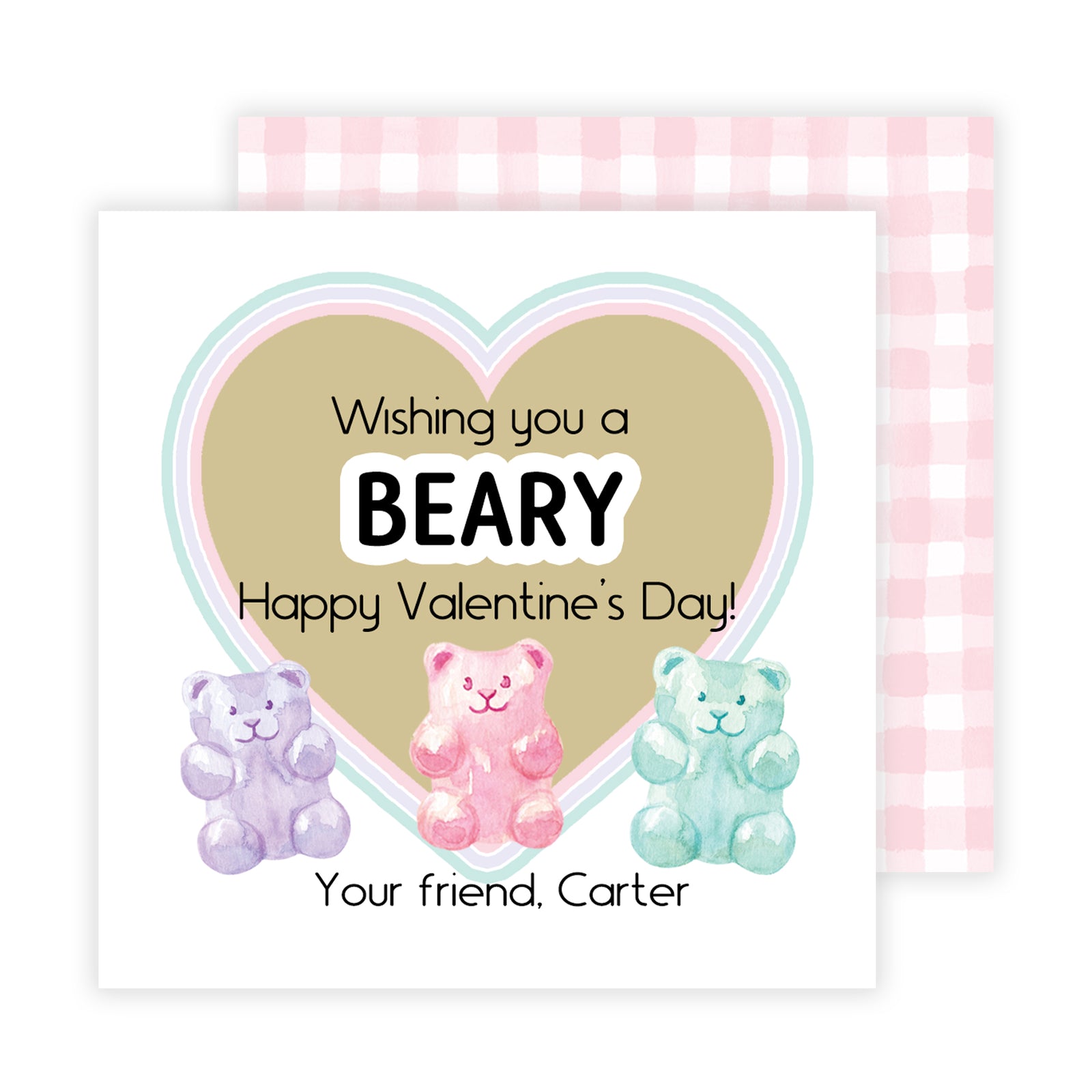 Pink Gummy Bear Valentines