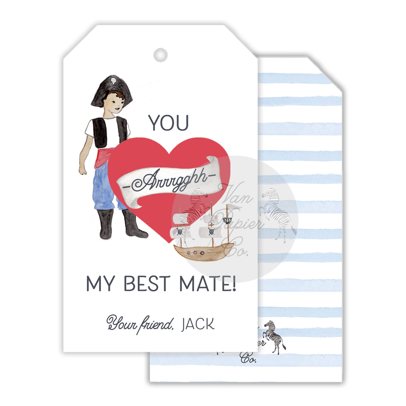 Watercolor Pirate Valentines