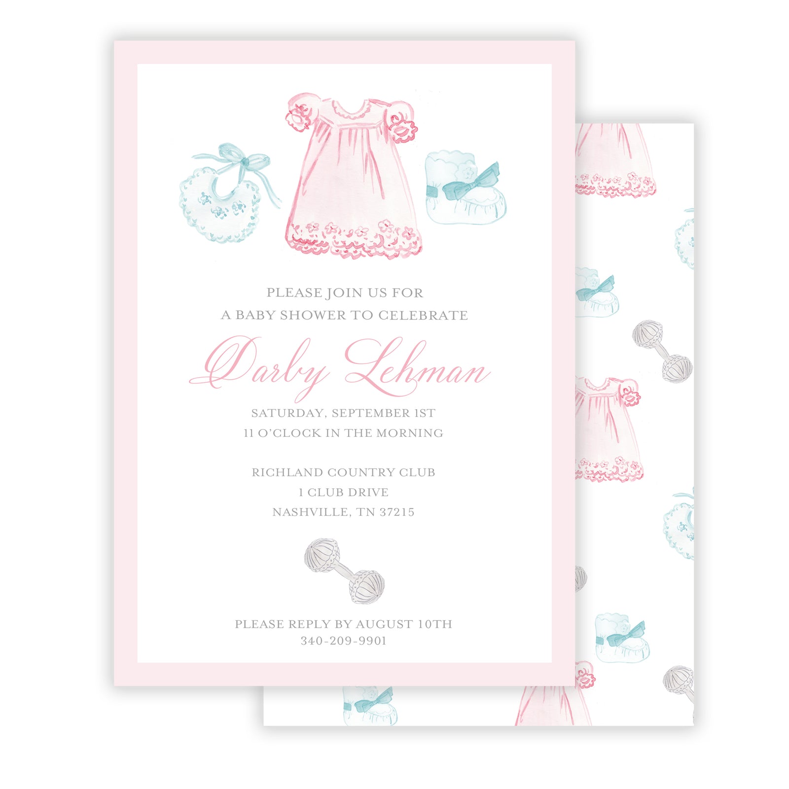 Heirloom Girls Baby Shower Invitation