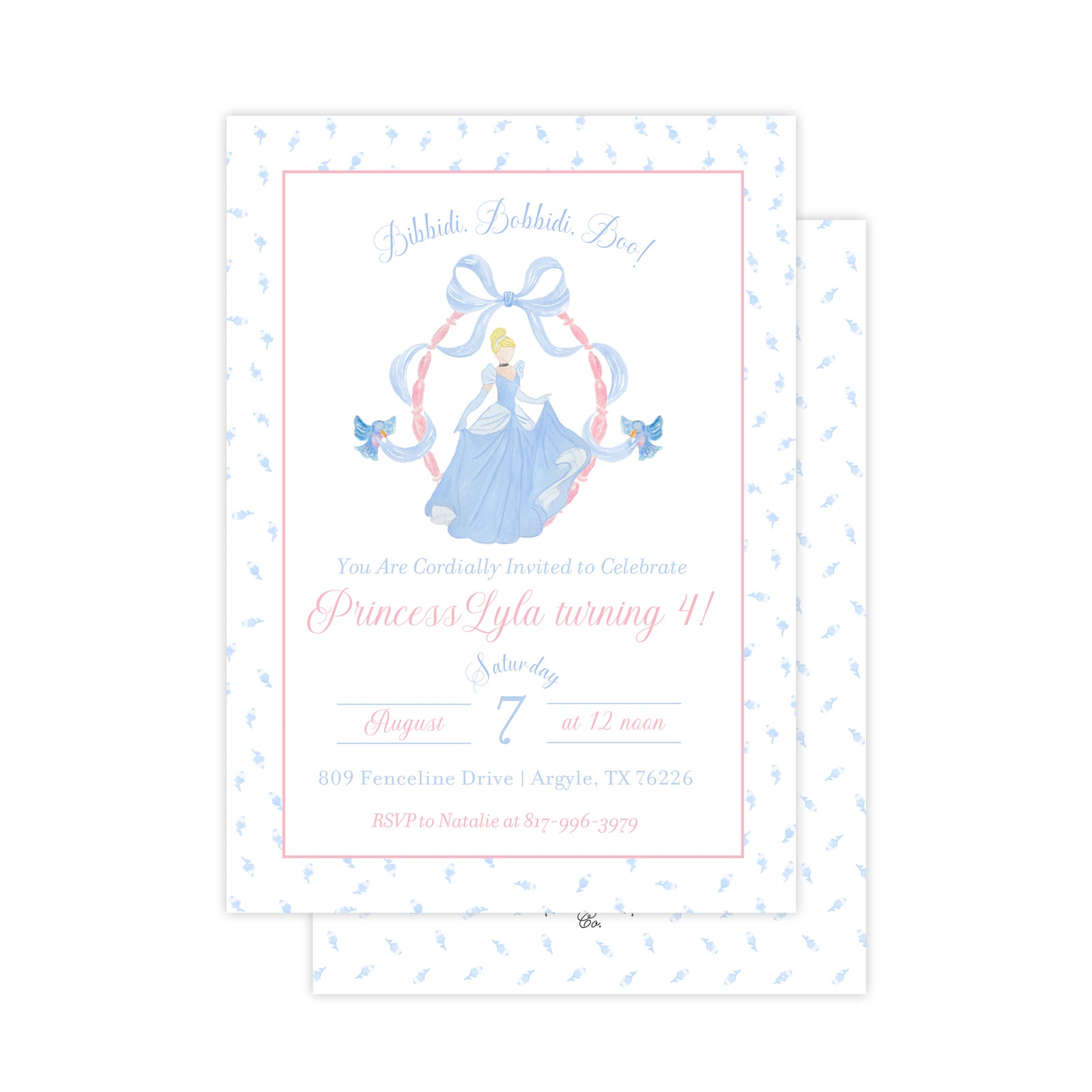 Watercolor Cinderella Birthday Invitation