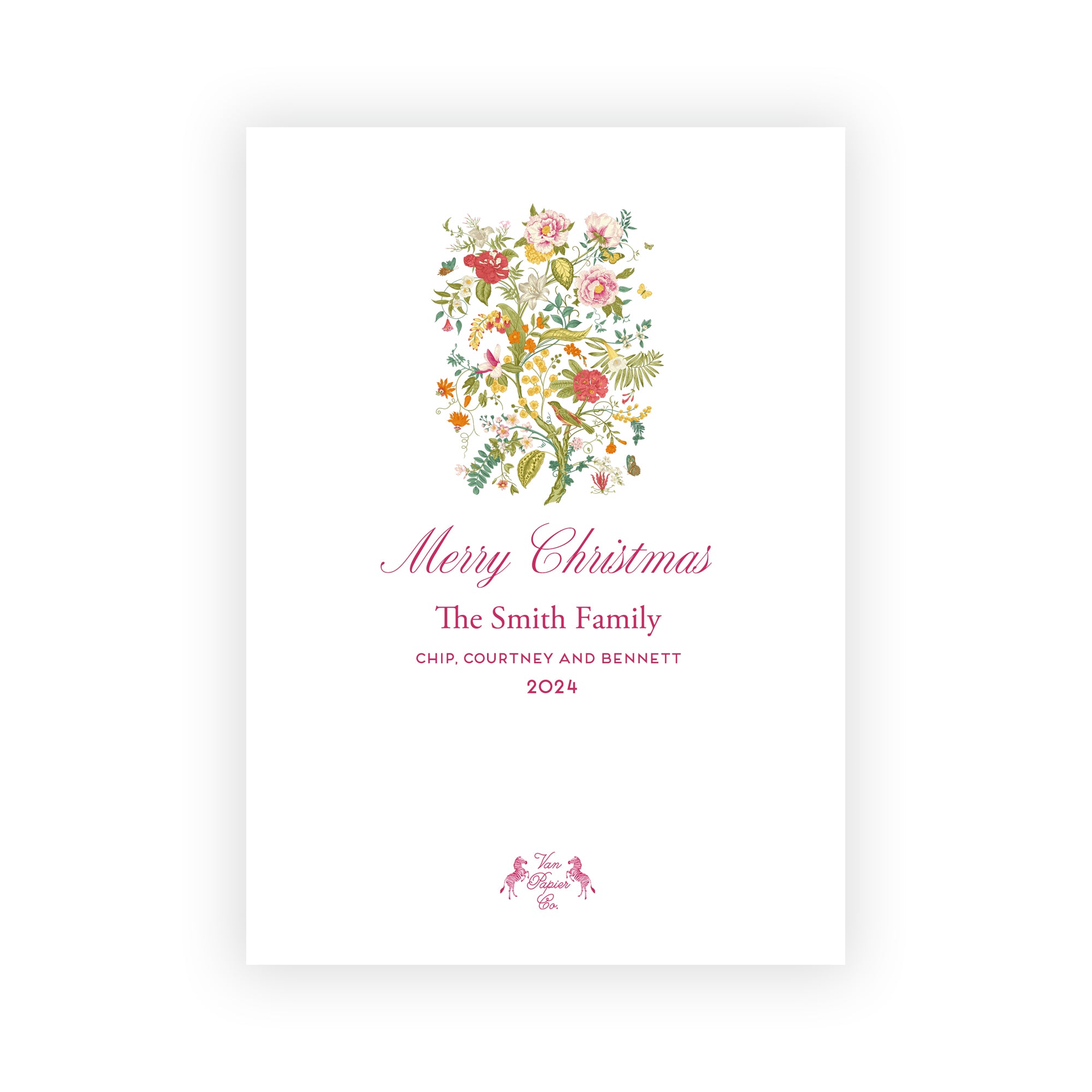 Blue Botanical Christmas Card