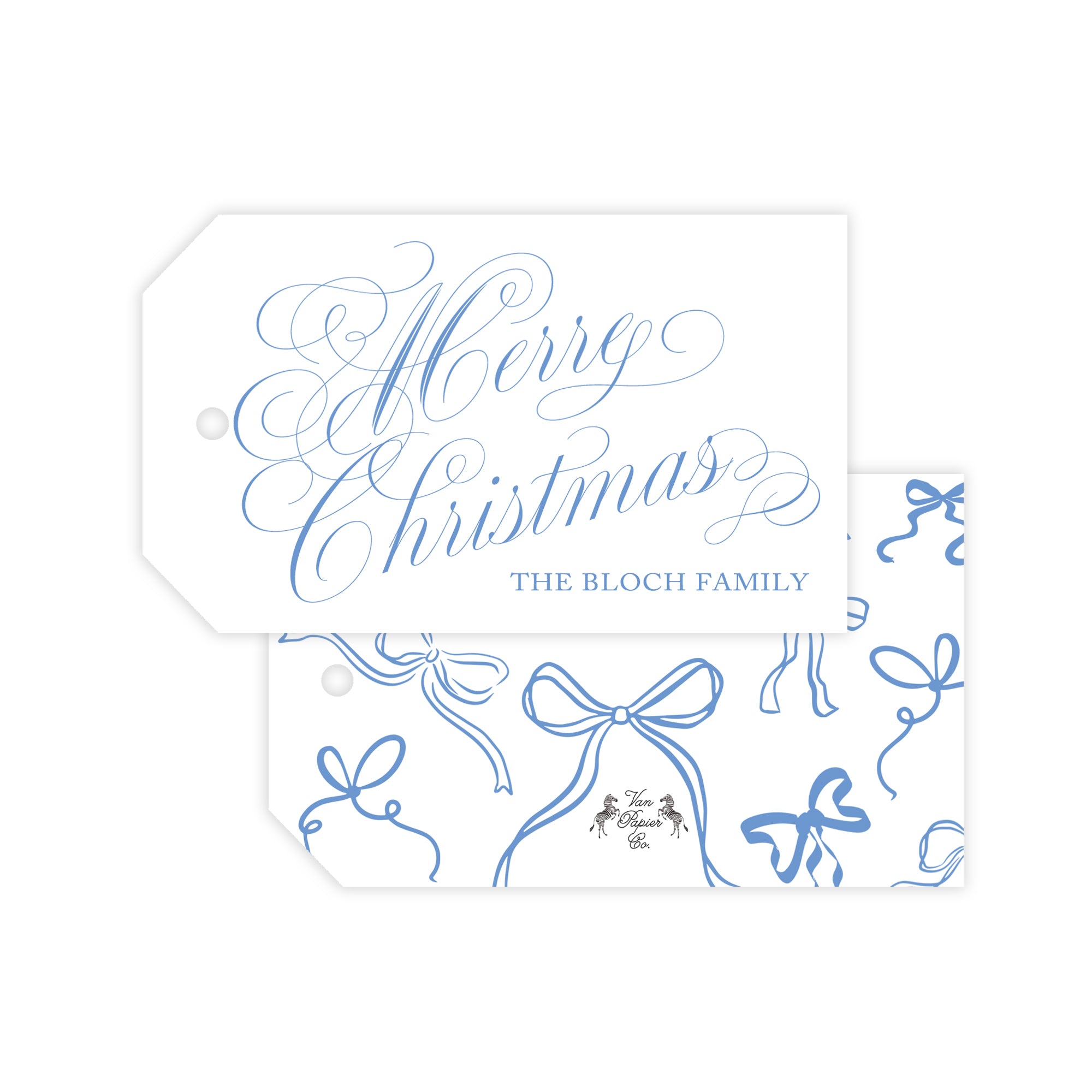 White and Blue Bows Holiday Gift Tags