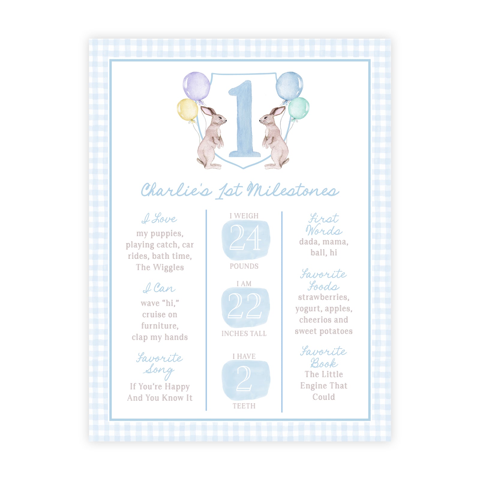 Bunny First Birthday Milestone Sign