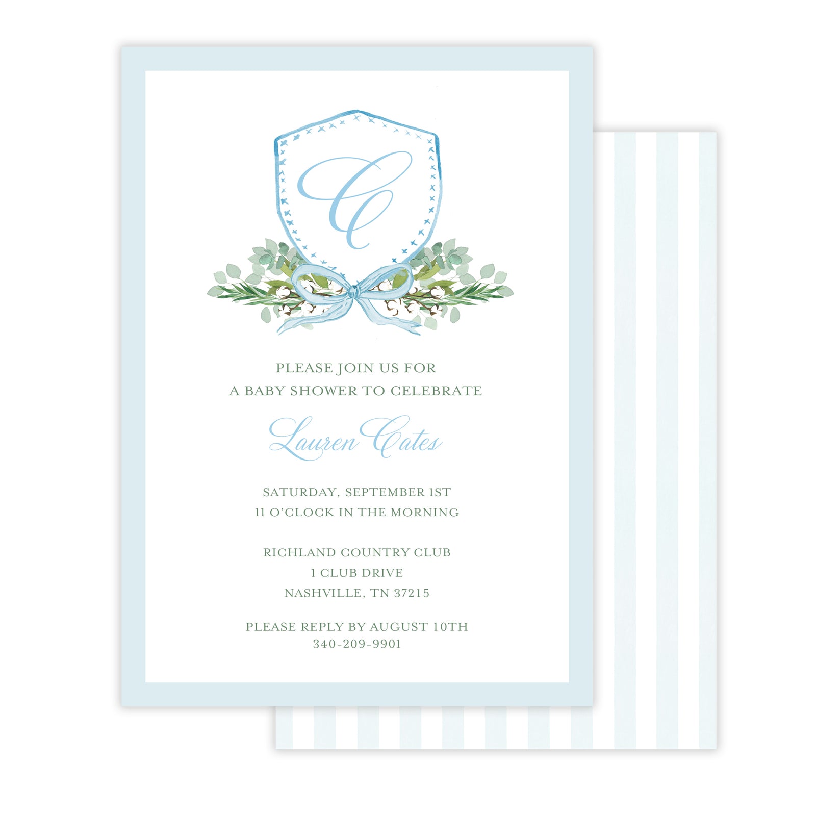 Blue Crest Baby Shower Invitation