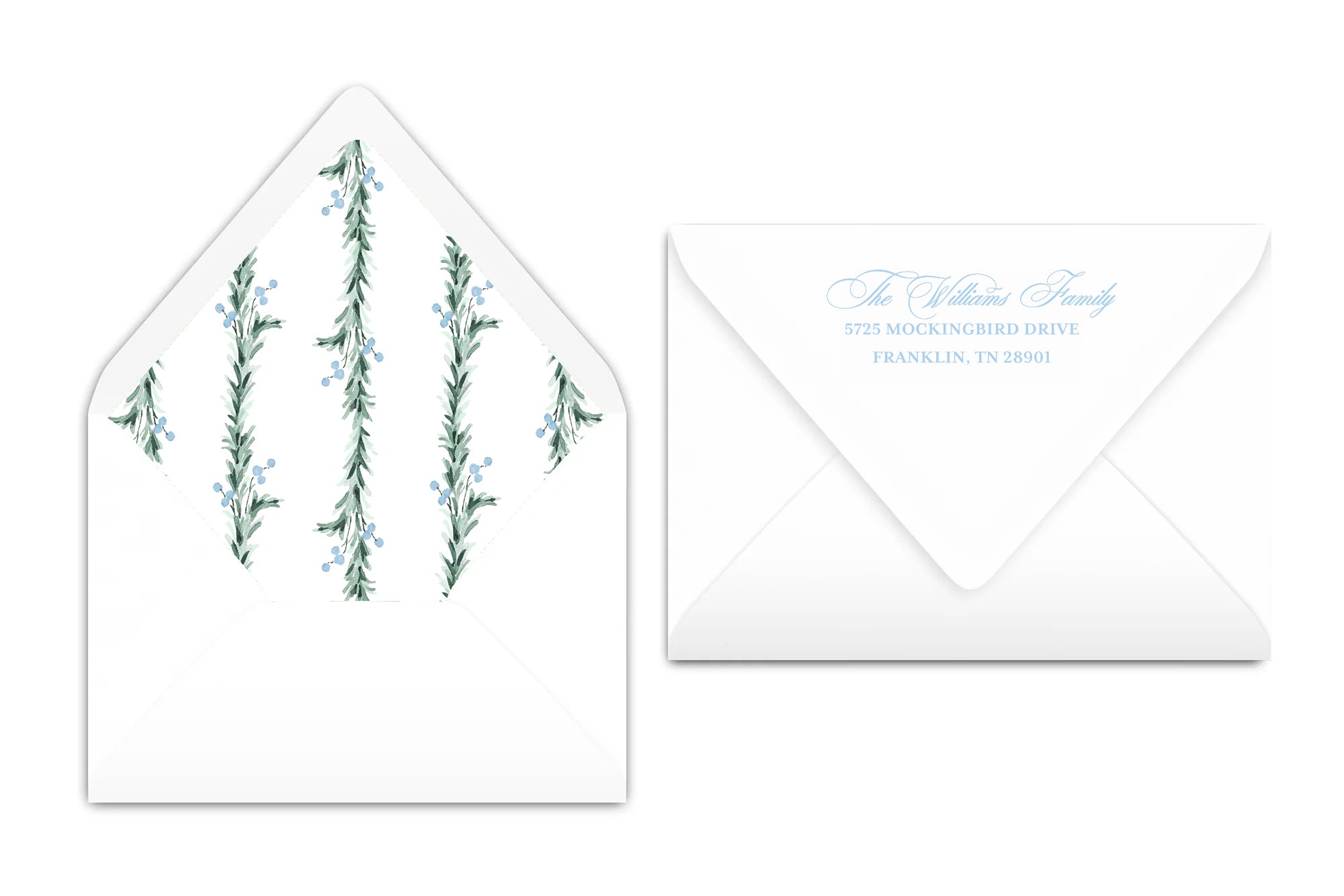 Blue Garland Christmas Card