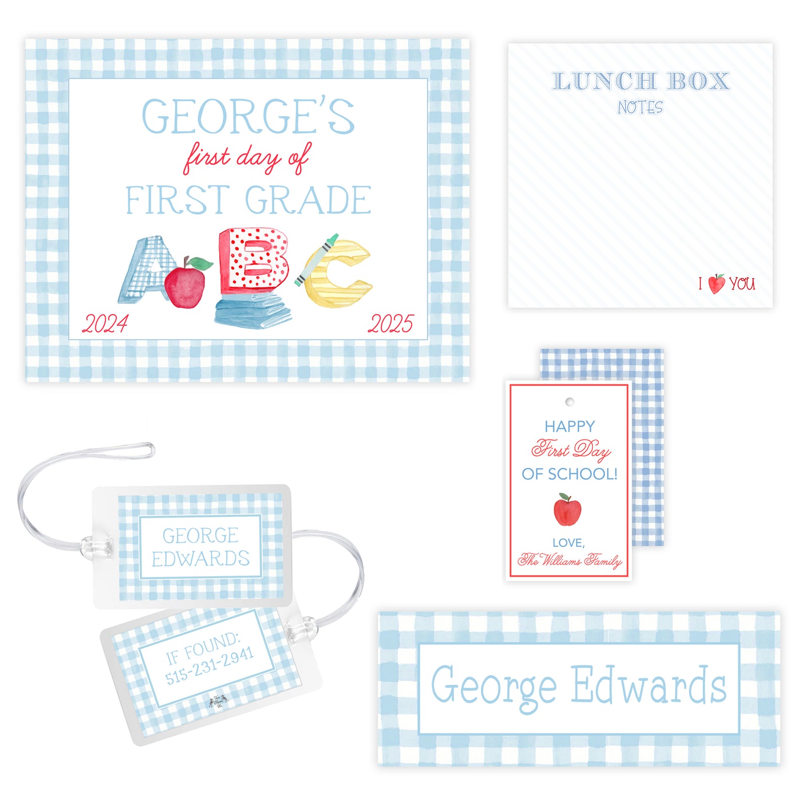 Blue Gingham Back to School Bundle #2