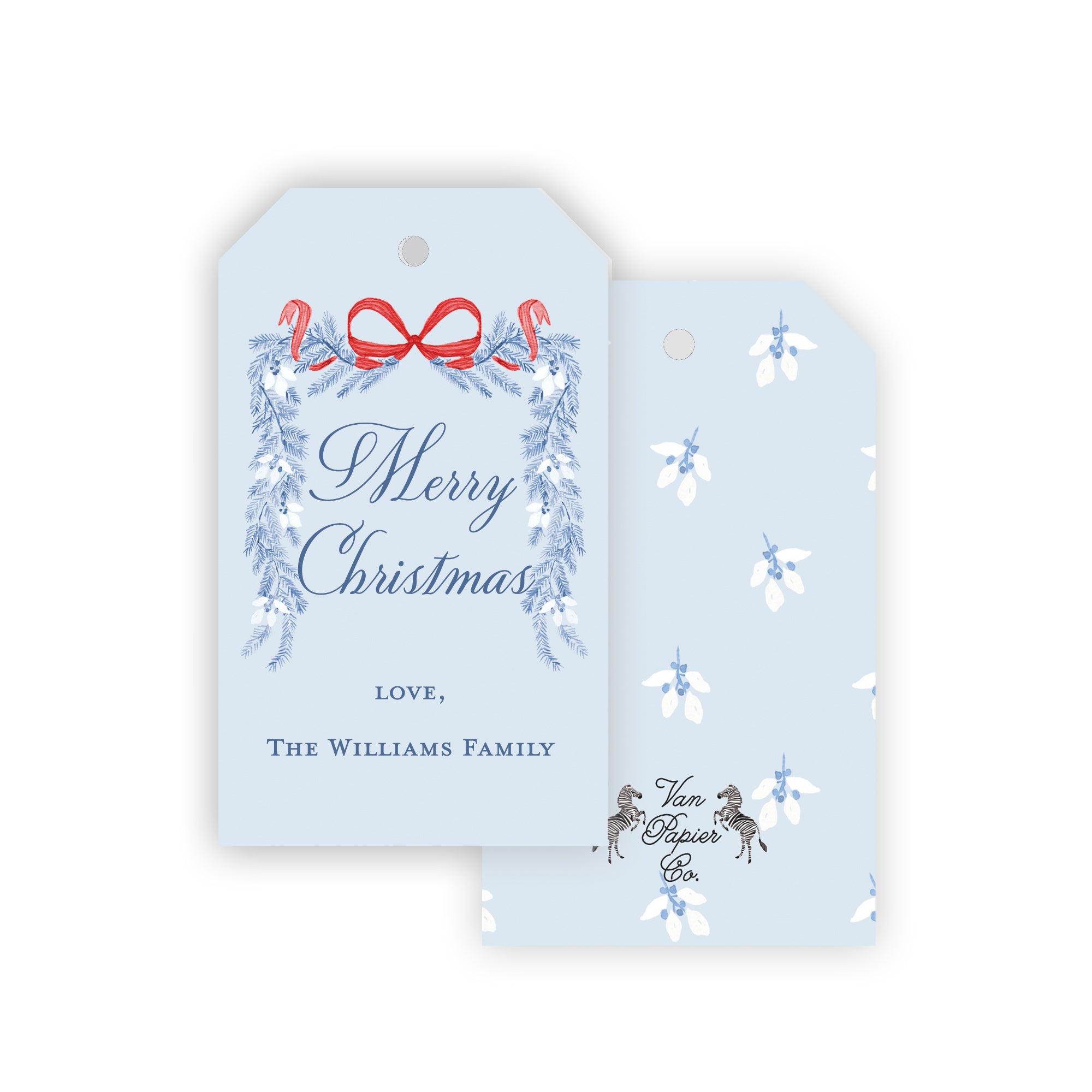 Blue Garland Holiday Gift Tags