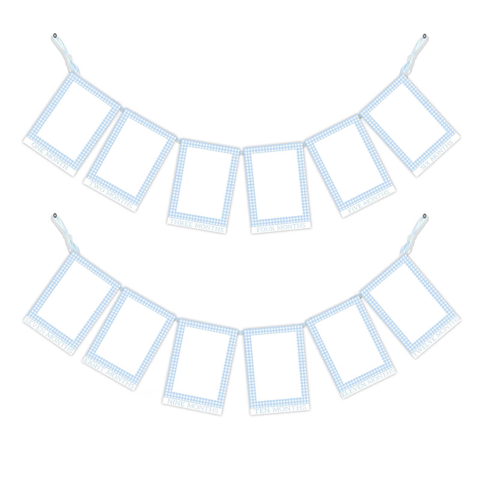 Blue Gingham Month to Month Photo Banner