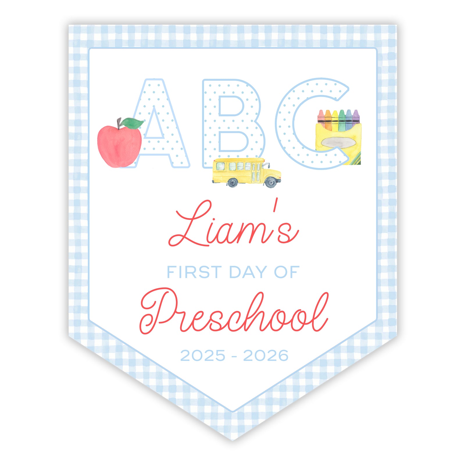 First and Last Day of School Banner in Blue Gingham