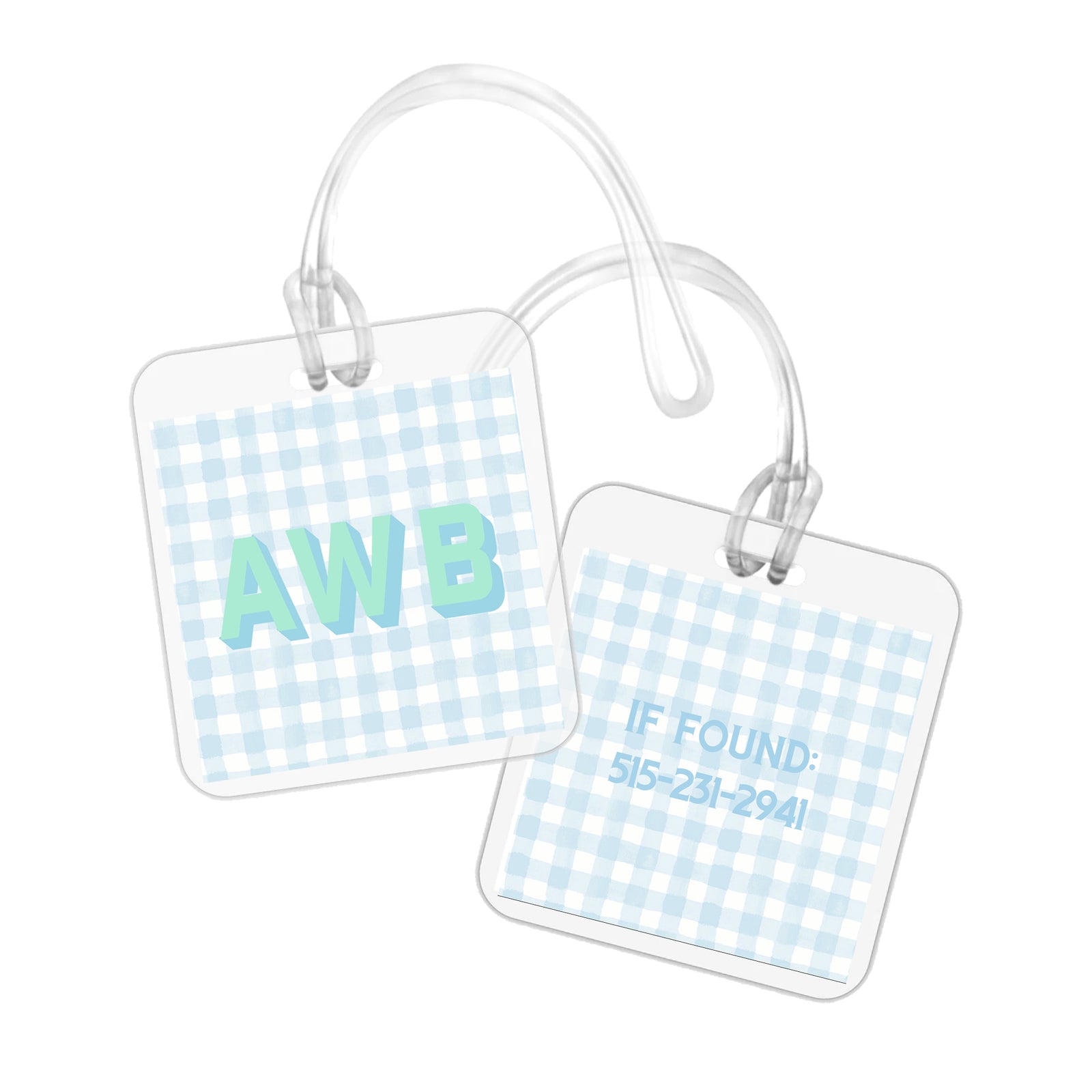 Blue Gingham Bag Tag