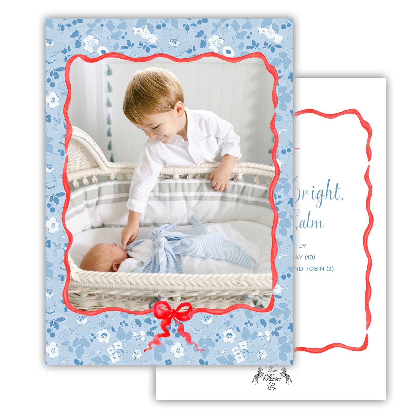 Watercolor Blue Liberty Floral Christmas Card