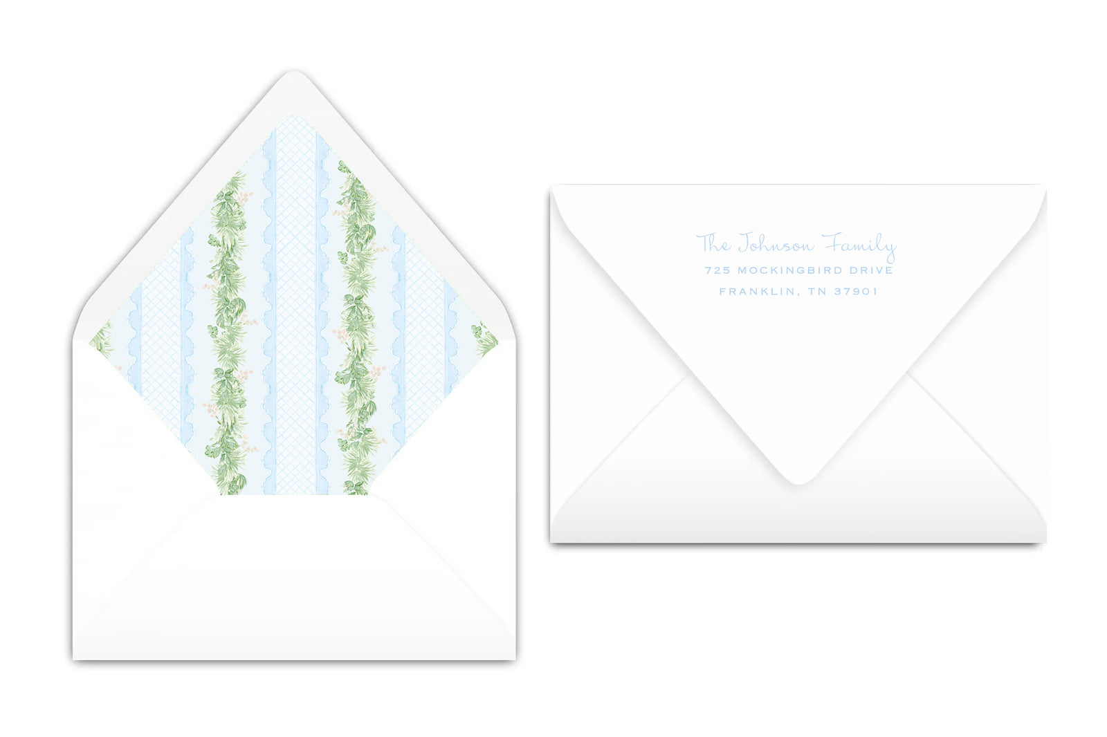 Blue Lace Vertical Christmas Card