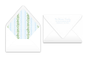 Blue Lace Vertical Christmas Card