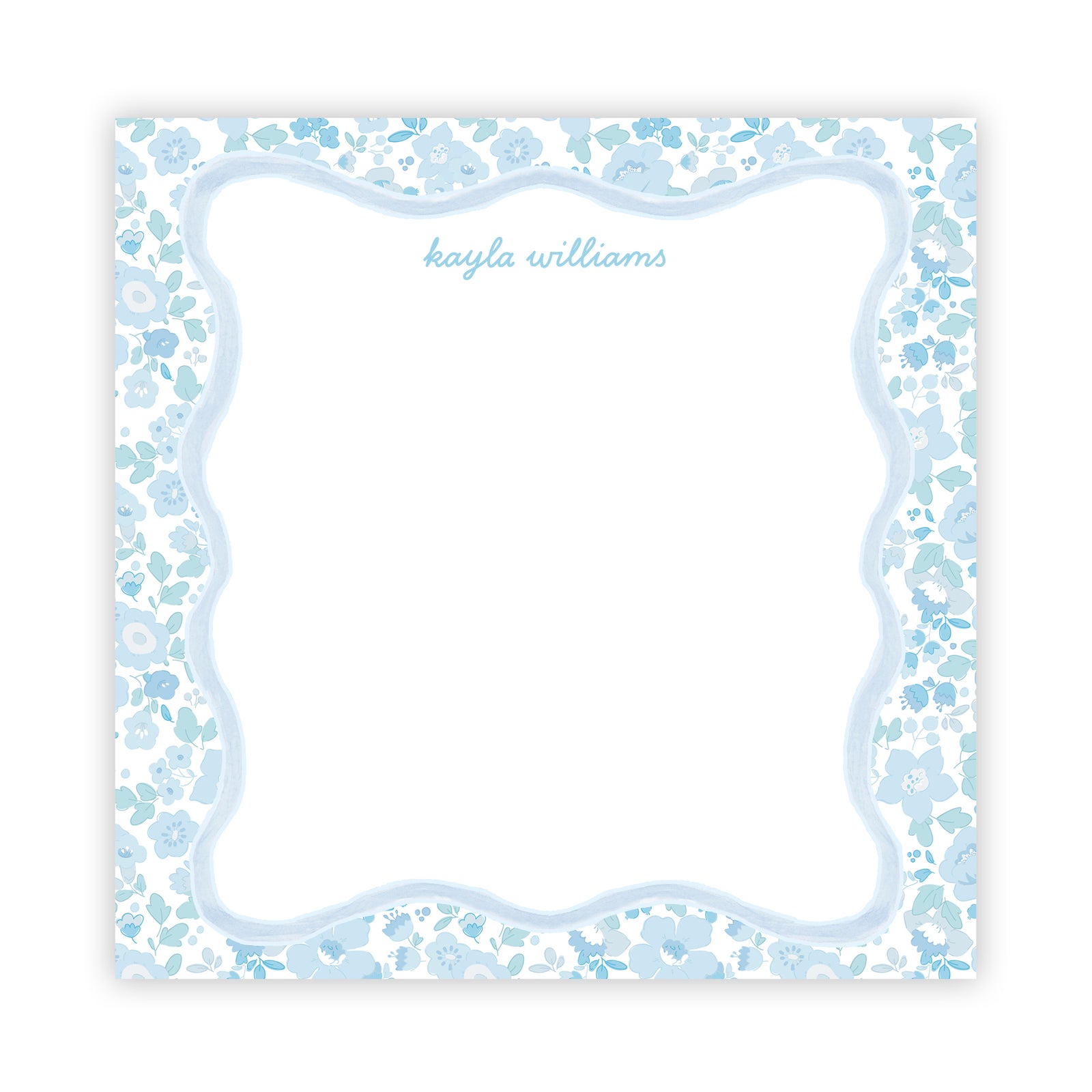 Blue Script Floral Notepad