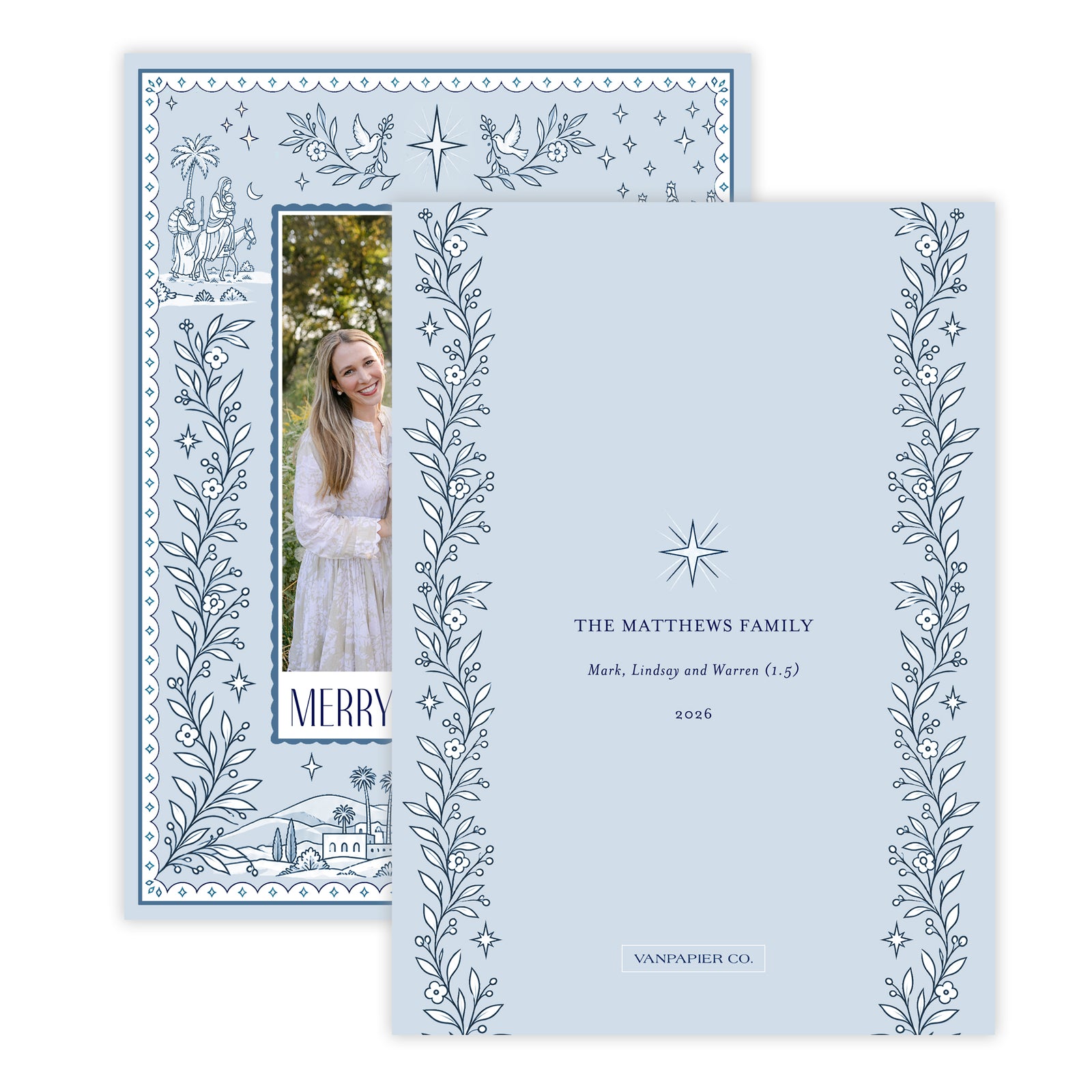 Blue Nativity Christmas Card