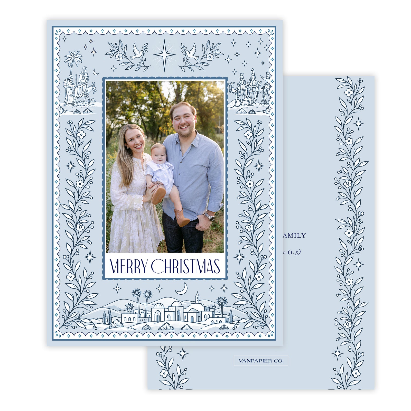 Blue Nativity Christmas Card