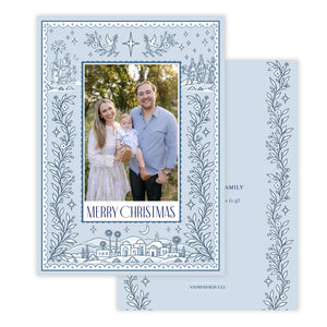 Blue Nativity Christmas Card