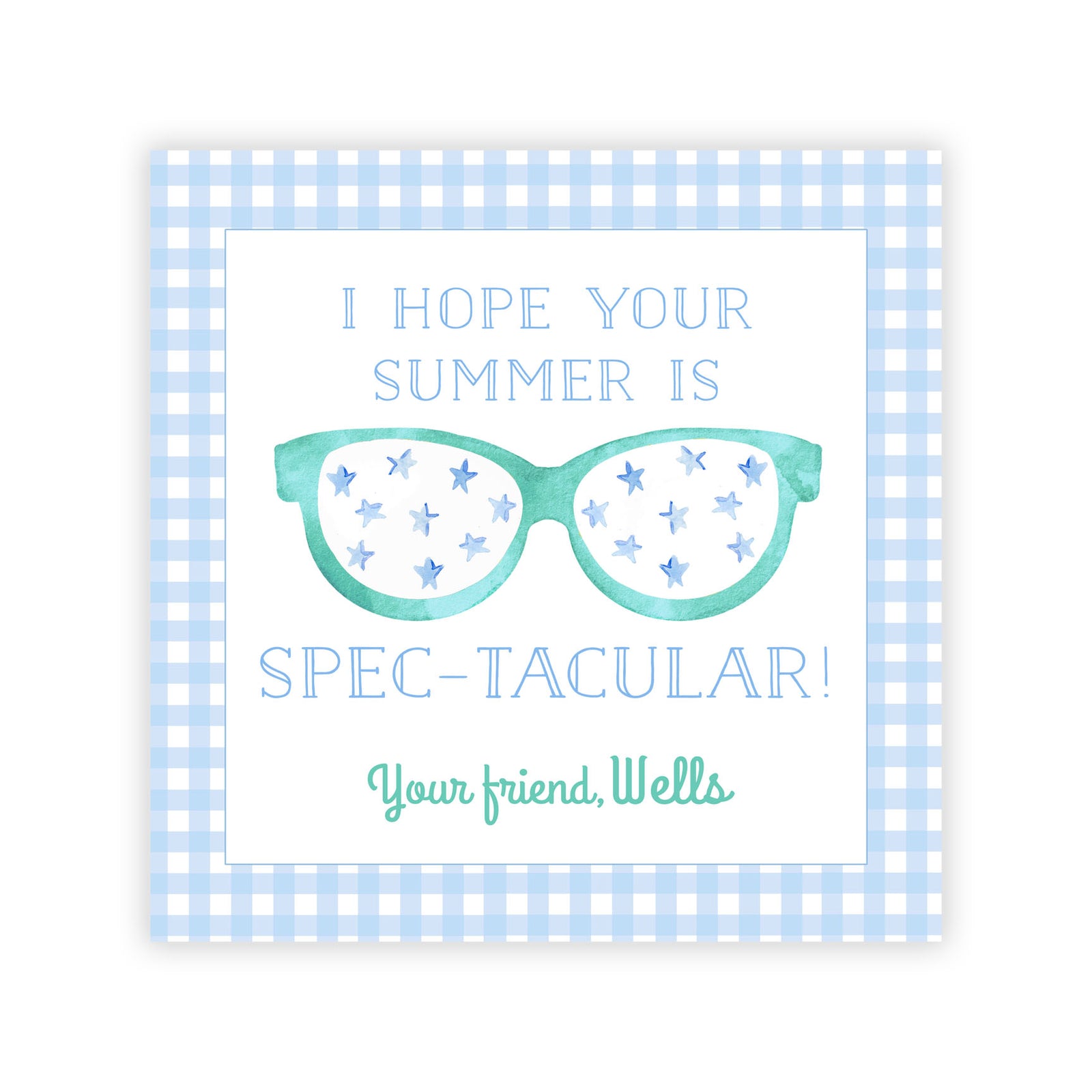 Watercolor Sunglasses Summer Tag