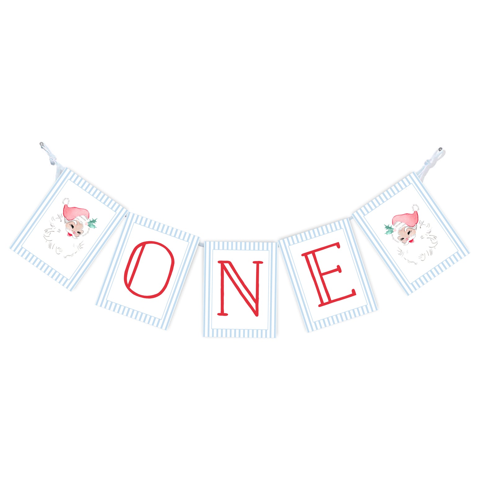Blue Santa First Birthday Banner