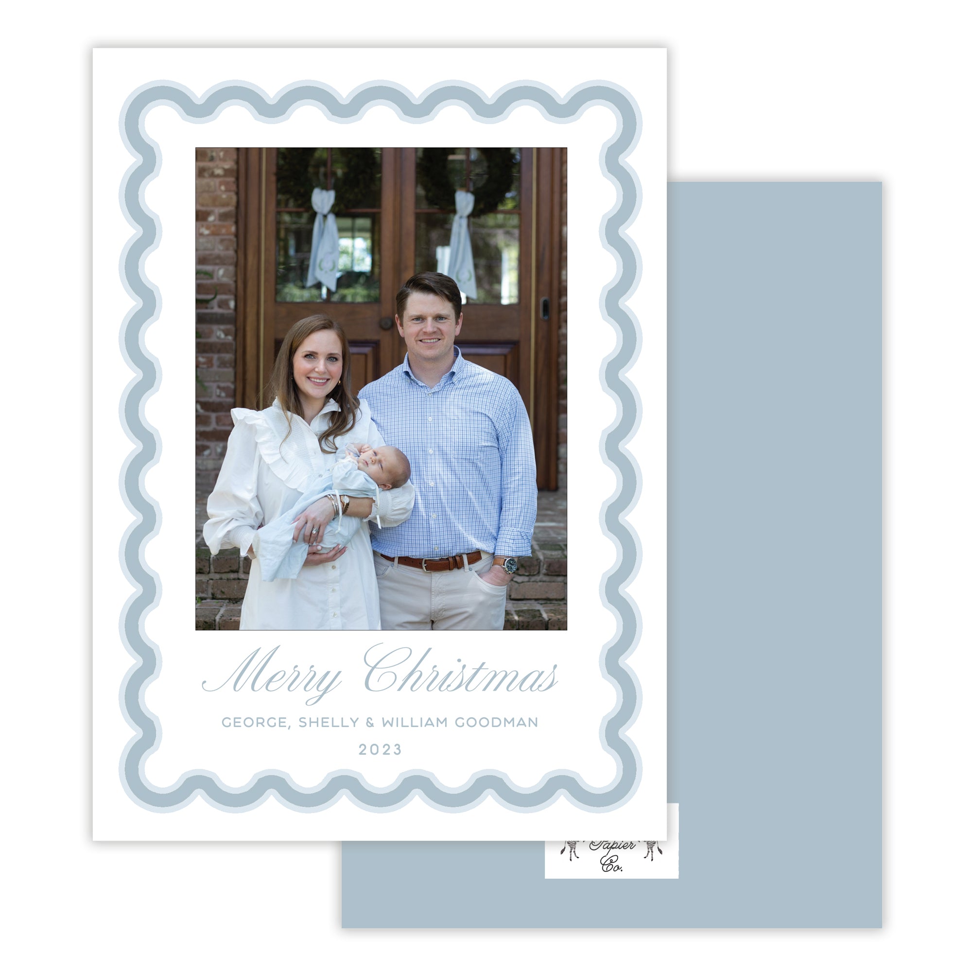 Blue Scallop Christmas Card