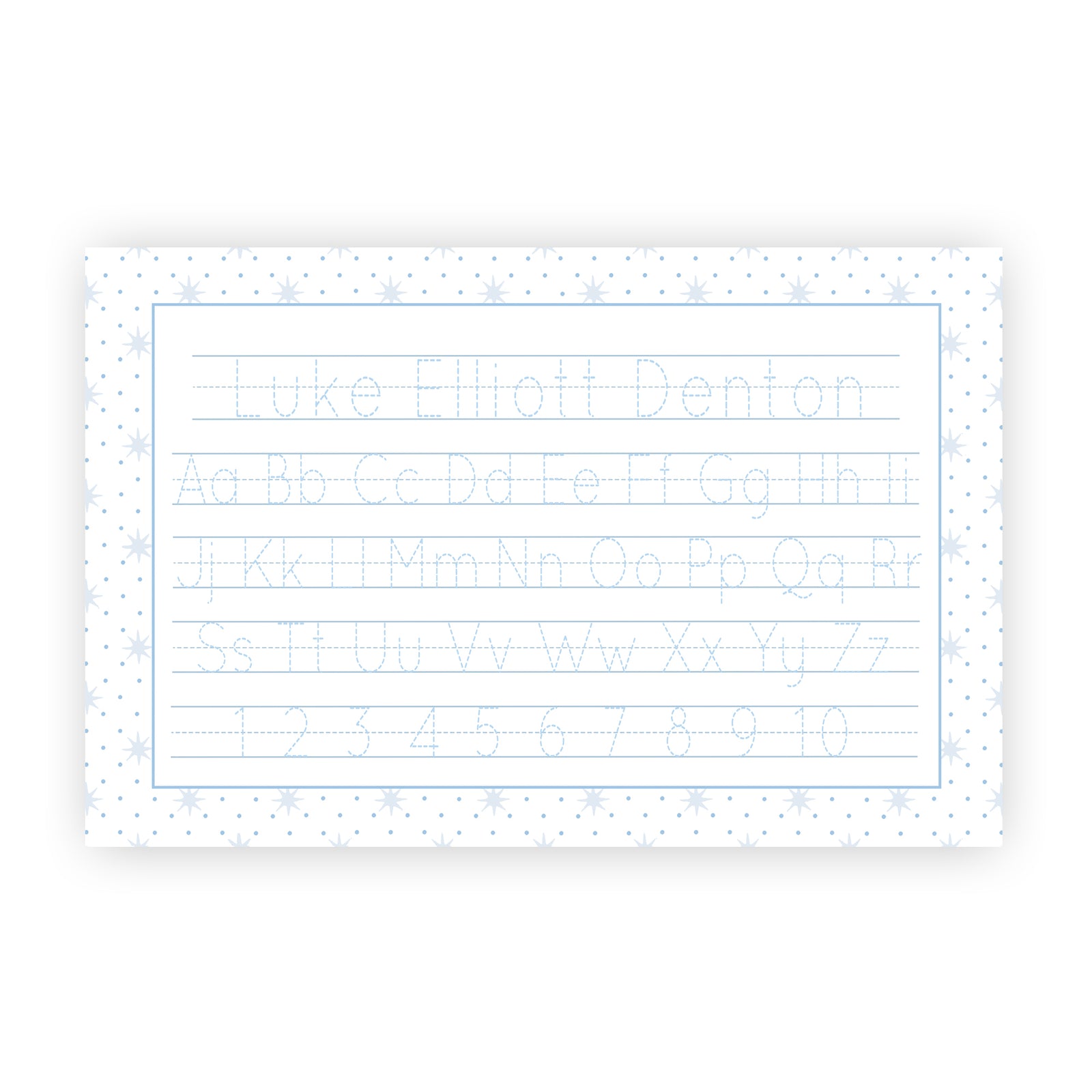 Blue Star and Dot Name Tracing Placemat