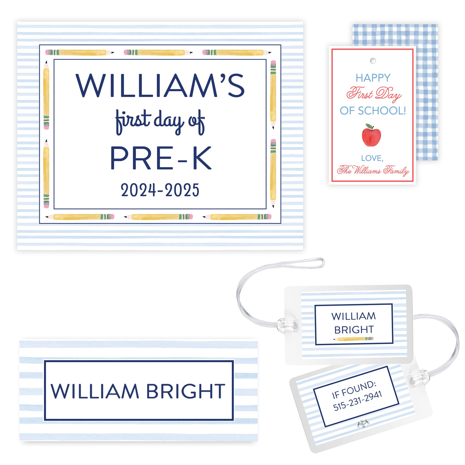Blue Striped Back to School Bundle