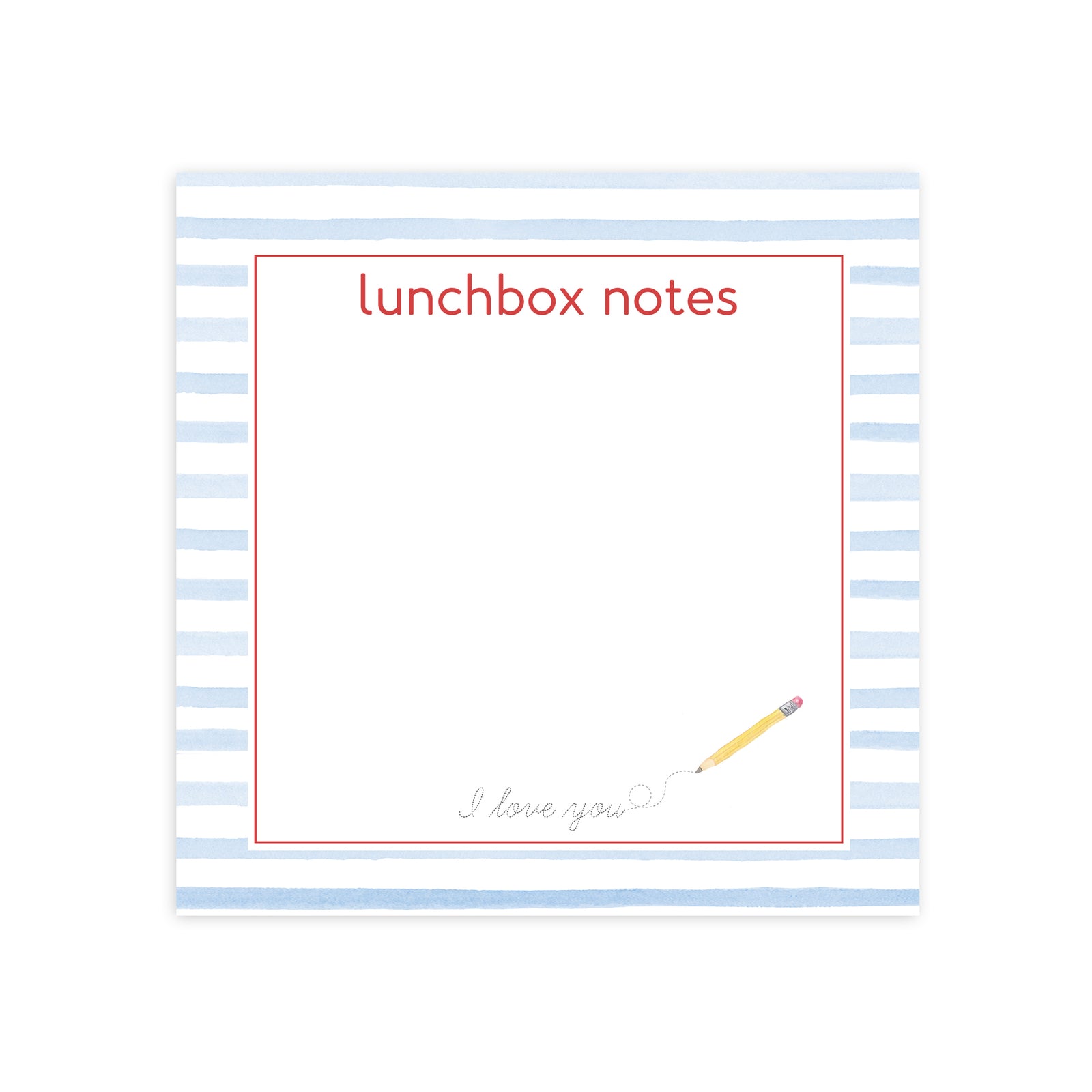 Blue Stripes Lunchbox Love Notes Notepad