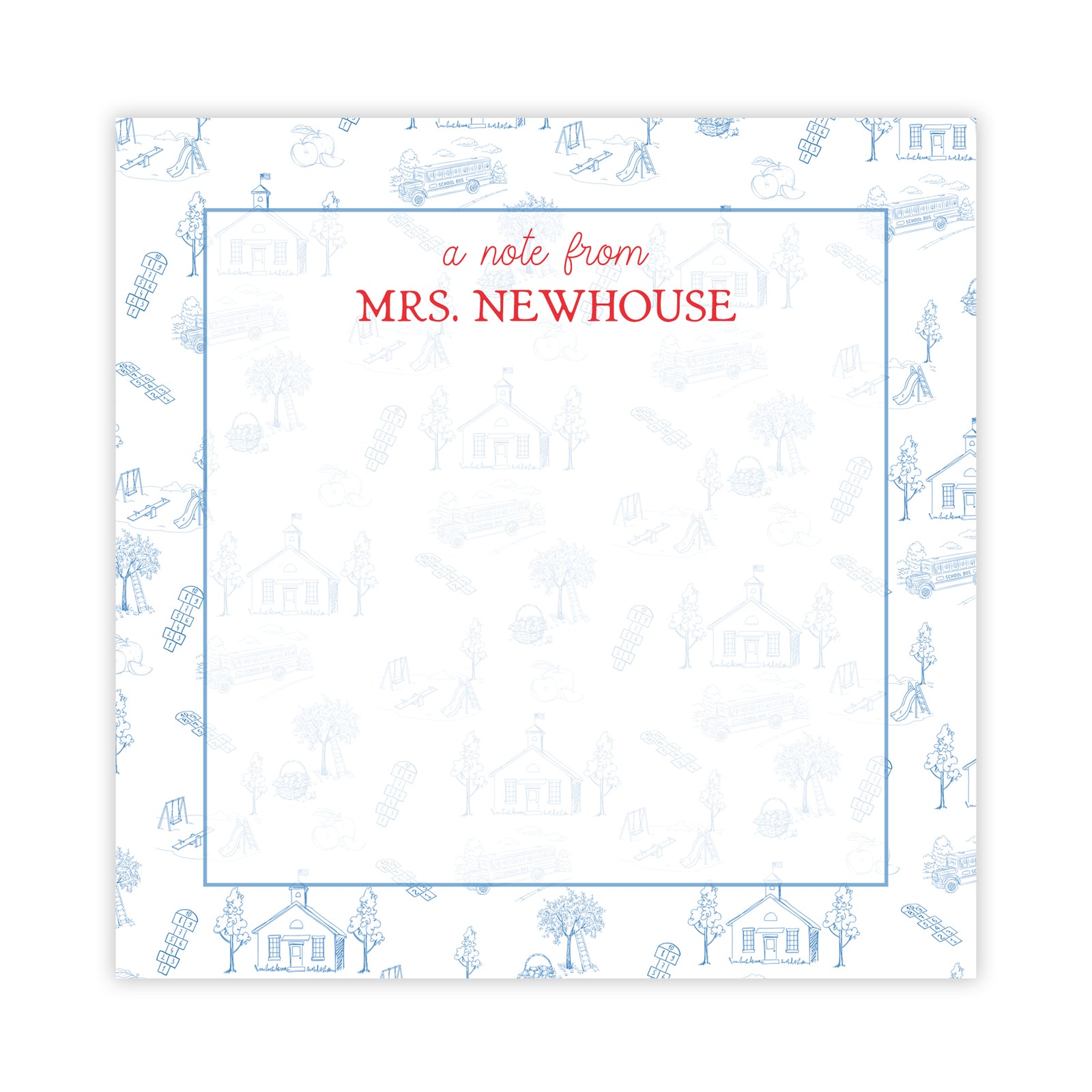 School Days Toile Teacher Notepad