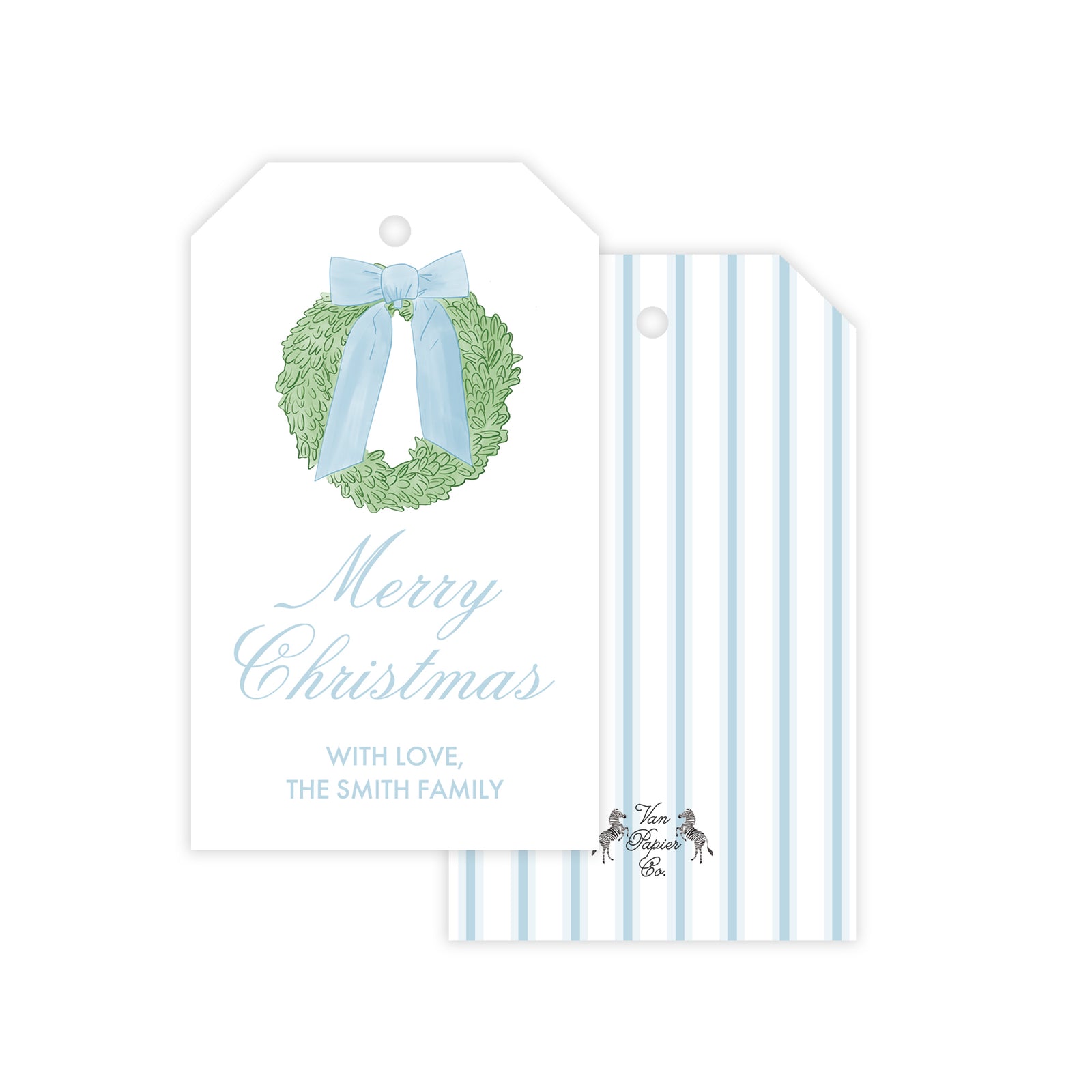 Blue Wreath Holiday Gift Tags
