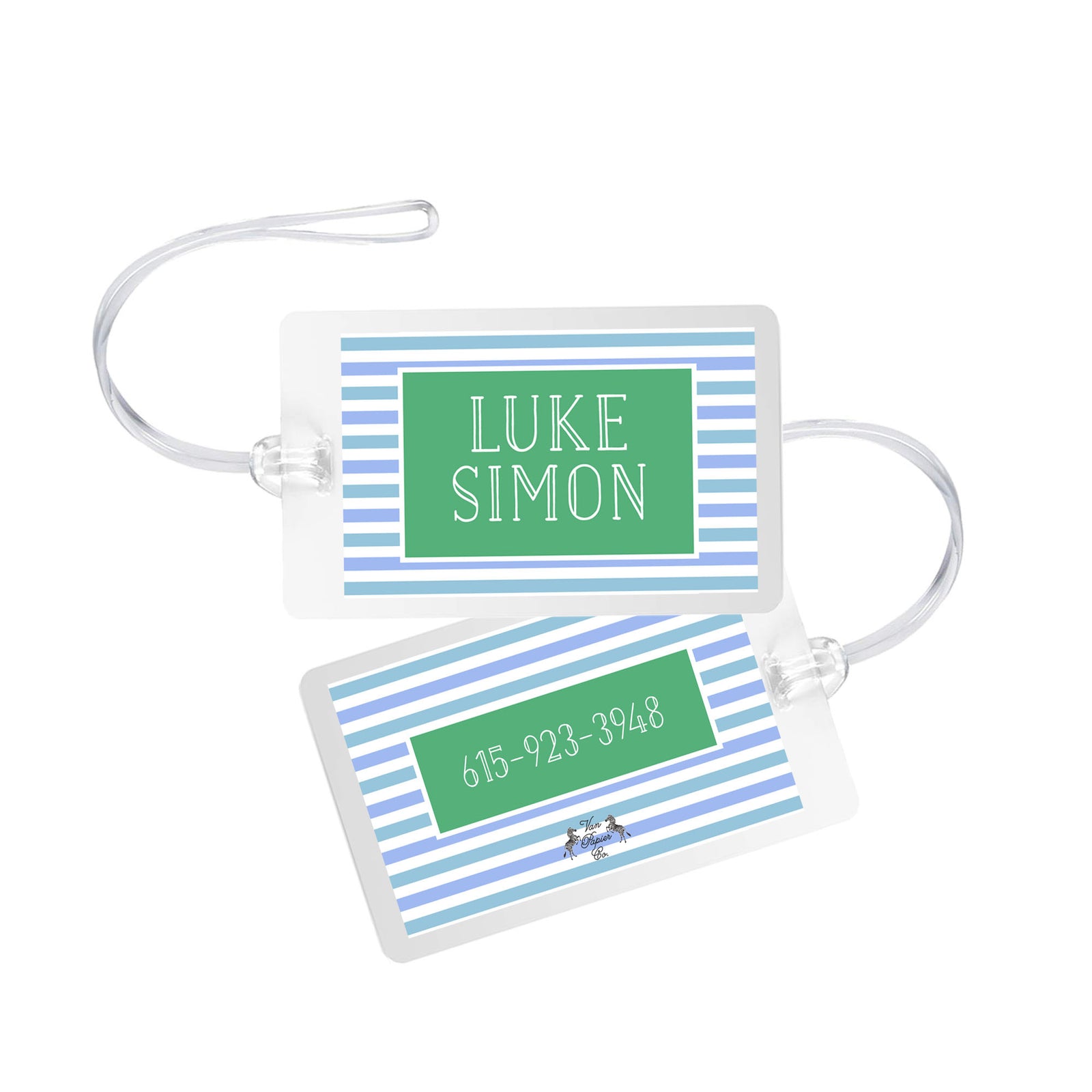 Preppy Stripes Laminated Bag Tag