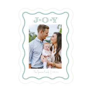 Blue and Green Wavy Border Christmas Card