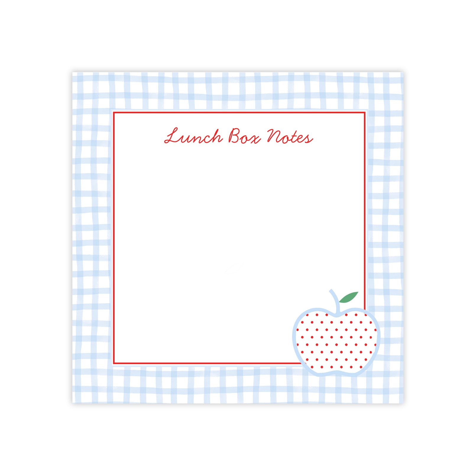 Blue Windowpane Lunch Box  Notes Notepad