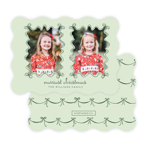 Bow Frame Wavy Christmas Card