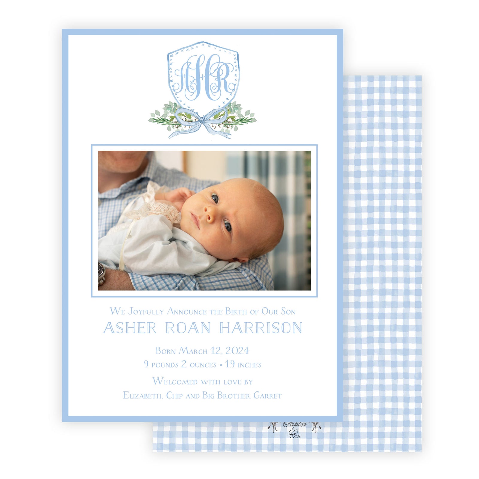 Boys Crest Birth Announcement