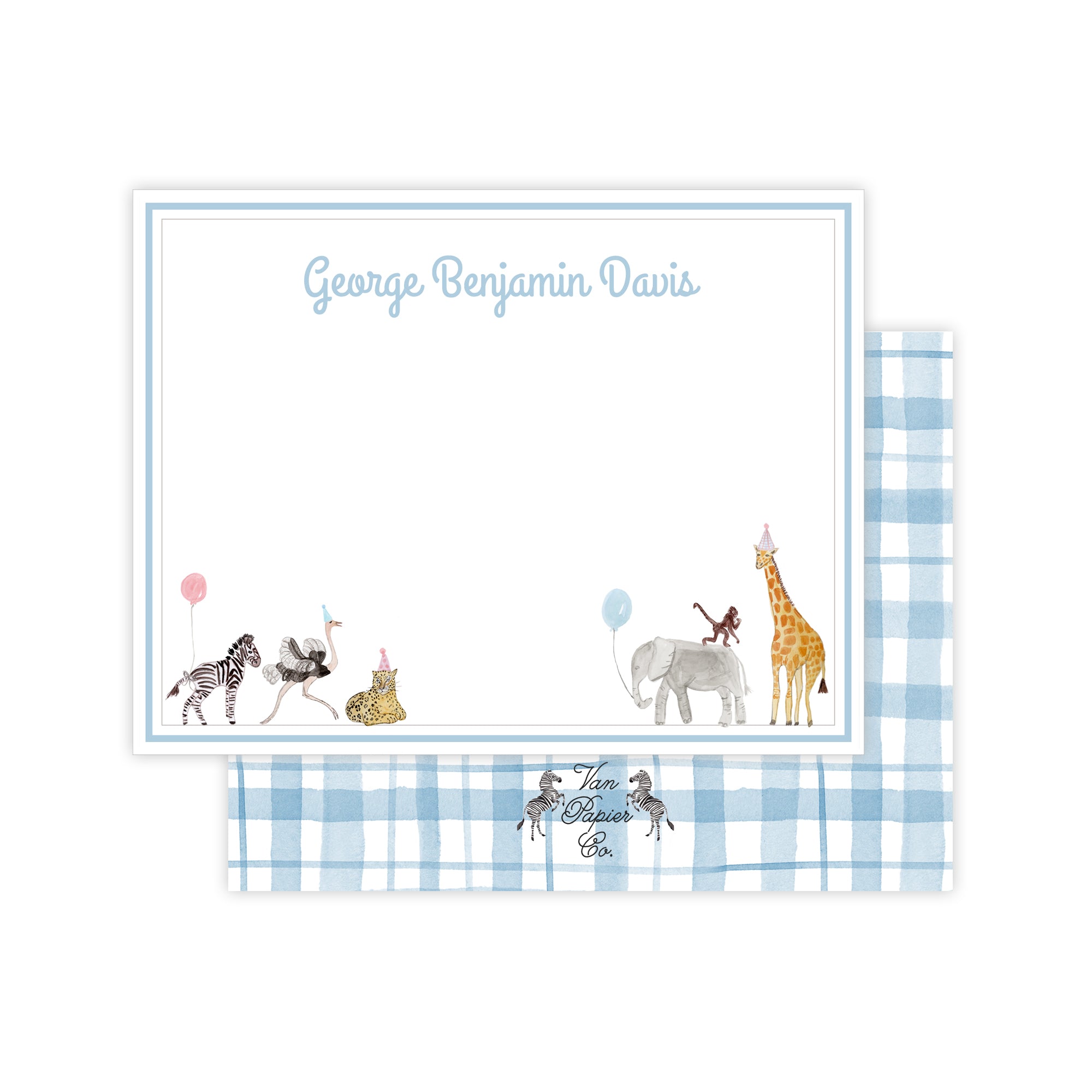 Blue Party Animals Stationery