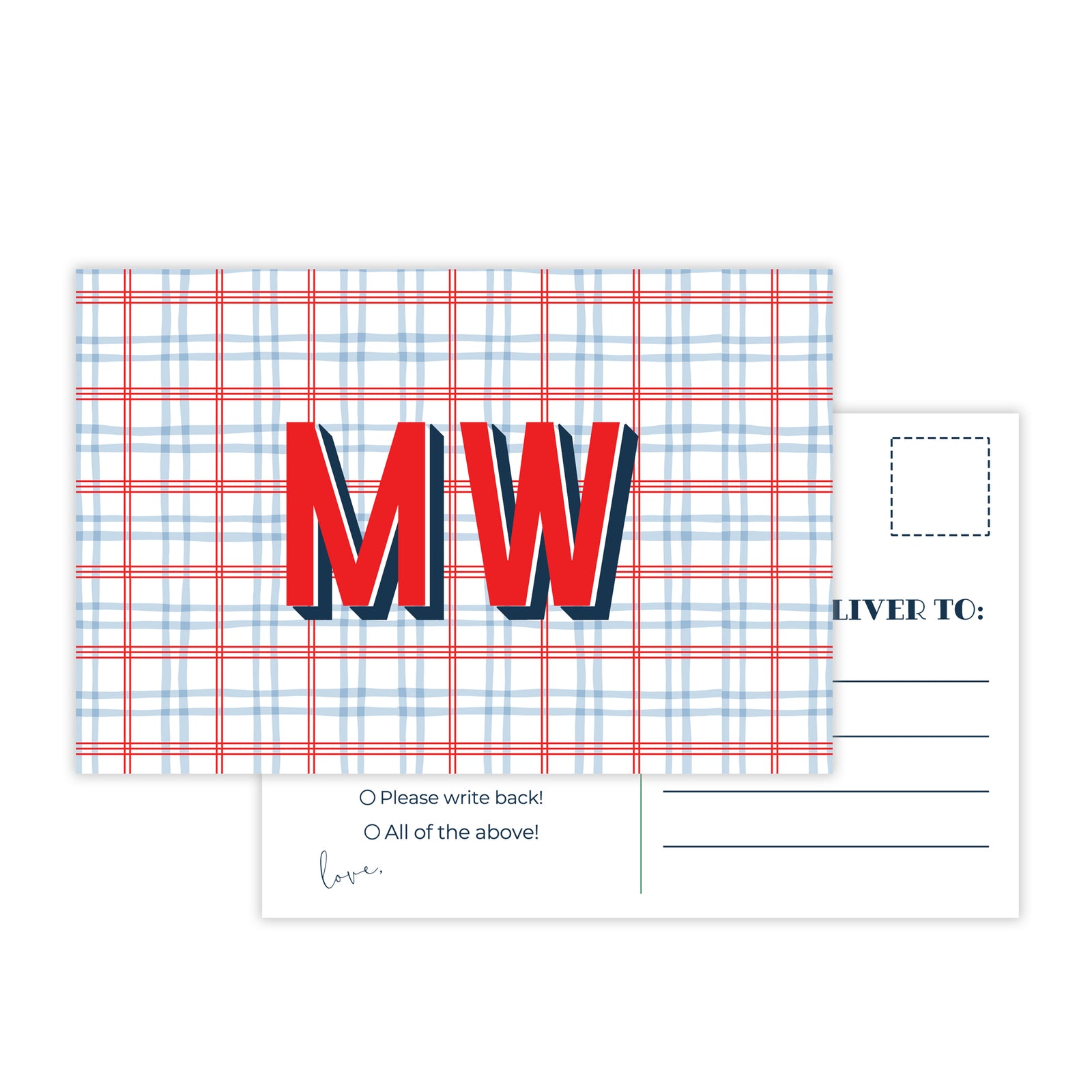Personalized Plaid Postcards