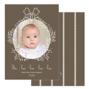Brown Floral Frame Christmas Card