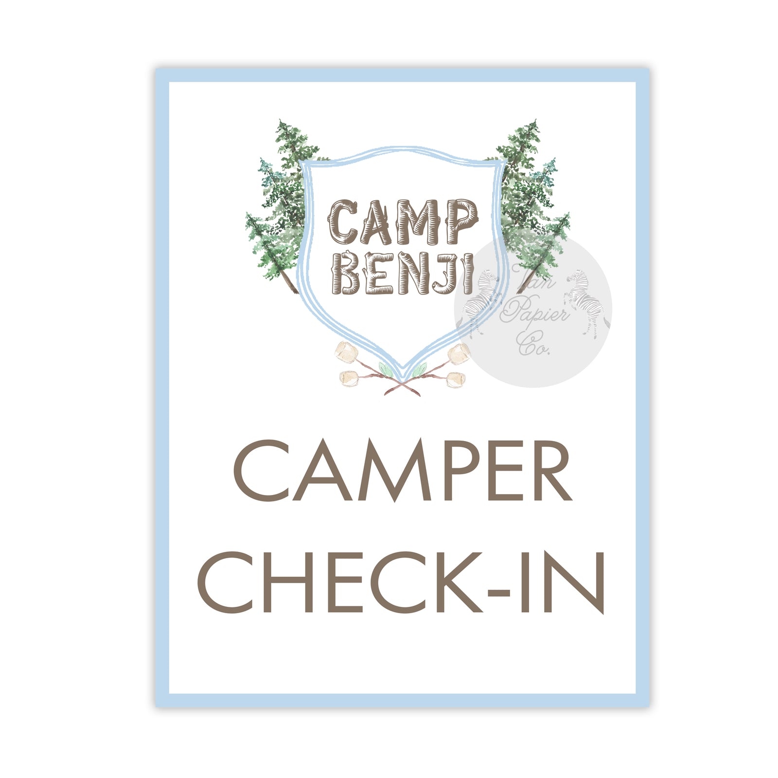 Camping Birthday Camper Check-In Sign
