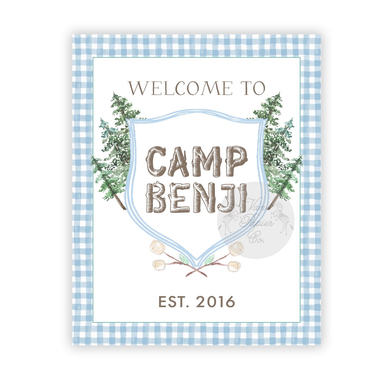 Camping Birthday Welcome Sign